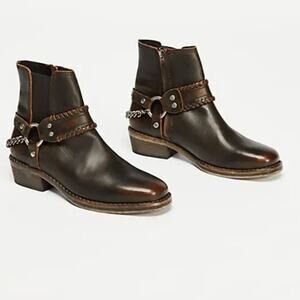 Free People Stony Desert Harness Chain Leather Booties NWOB
